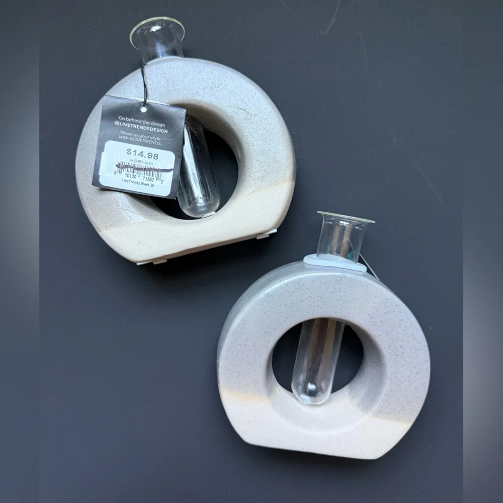 Modern Ceramic Circle Propagation Vase - Light Gray